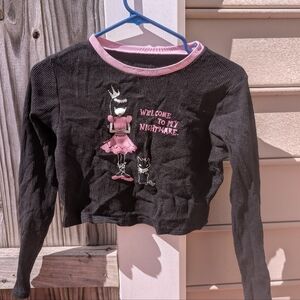 Emily The Strange Cropped Long Sleeve Shirt